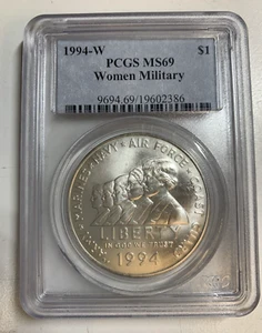 1994 w women military silver dollar pcgs ms69 see photos ready to ship #478 - Picture 1 of 2