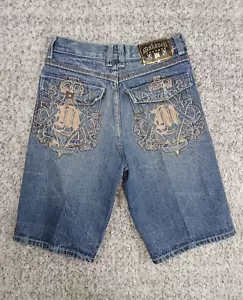 Makaveli Marke Vintage Denim Shorts Herren Größe 12 blau Tupac Y2K Baggy bestickt - Bild 1 von 14