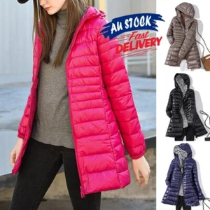 Womens Long Winter Warm Duck Down Puffer Jacket Coat Ultralight Outdoor S-5XL - Picture 1 of 15