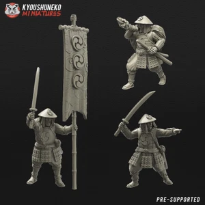 Grupo de Comando Ashigaru Japonés Kyoushuneko 3x - Resina Wargames - Imagen 1 de 1