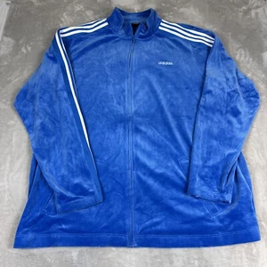 Vintage Adidas Velour Track Suit Jacket Mens Size 4XT Tall Blue/White Basketball - Picture 1 of 9