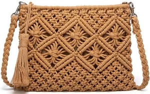 Straw Bags Crossbody Purses For Women Tassel Straw Handbag Vintage Handwoven Bag - Picture 1 of 7