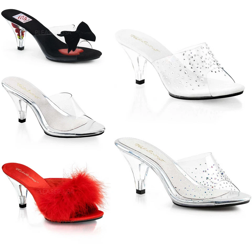 Pleaser Pin Up Couture 3" Heel 1/8" PF Slide Adult Women Shoes Slippers BELLE301 - Image 1 of 1