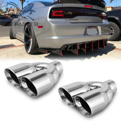 2.5" Entrada 3.5" Salida 9.5" Largo Doble Punta de Escape Inoxidable para Dodge Charger Foto 1 de 4
