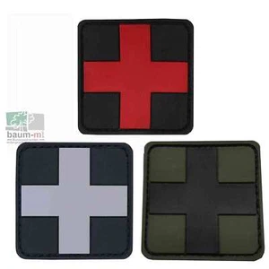 3D Rubber Patch Kreuz grau rot o schwarz 5 x5 cm Aufnäher Abzeichen Medizin  - Bild 1 von 9