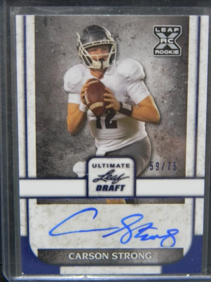2022 LEAF ULTIMATE DRAFT CARSON STRONG ROOKIE AUTO 59/75 BLUE SP - Image 1 of 1