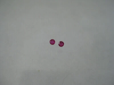 2.1 MM. Natural Red Rubies Round 2 Pieces Total Weight .13 Carats.  - Image 1 of 2