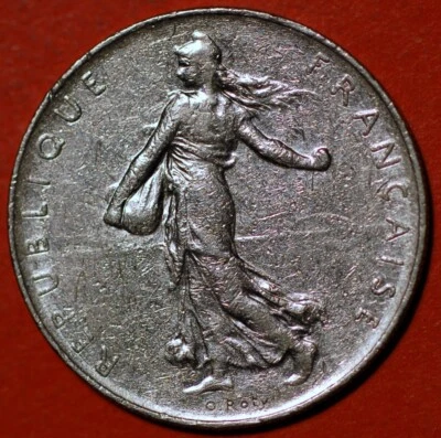 法国 1 法郎 1977 签名 O. Roty KM# 925.1 — 第 1/2 张图片