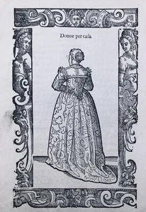 Venice Noble Woman in 1598 Italy Venezia Rare Woodcut Vecellio - Picture 1 of 4