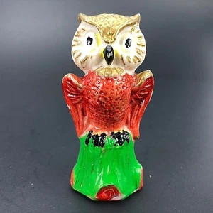 Figura Estatua China Porcelana Tocón Árbol Búho Halloween De Colección 2.5" Oro Naranja - Imagen 1 de 6