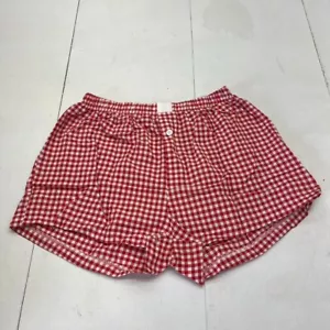 Red Y2K Plaid Boxer Sleep Shorts Women's Size Small NEW - Picture 1 of 6
