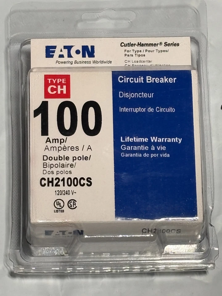 Eaton CH 100 AMP 120/240 Volts 2 Pole Circuit Breaker CH2100CS - Image 1 of 1