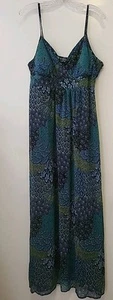 Apt 9 Y2K Babydoll Maxi Dress Peacock Feather Print Fairy Whimsy Blue Green XL - Picture 1 of 9
