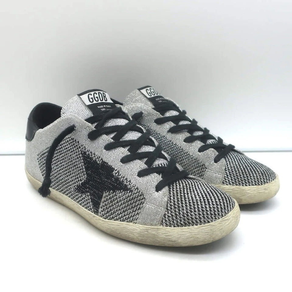 Golden Goose Superstar Lurex Knitted Sneakers Silver Size 38 - Image 1 of 4