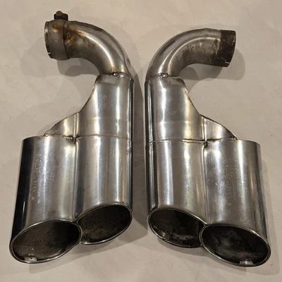 2006 PORSCHE CAYENNE 955 TURBO S REAR LEFT & RIGHT EXHAUST MUFFLER TIP SET - Image 1 of 4
