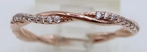 Signed YGI Rose Gold Over Sterling Sparkly Clear Stone Stackable Size 7 Ring - Picture 1 of 8