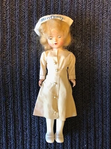 Vintage Miss Curity Doll Arms Move Original Costume Hard Plastic 7" Tall - Picture 1 of 8
