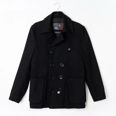 G-Star RAW Blast Peacoat Wool-Look Cotton Black L Double Breasted 3301 Badge - Image 1 of 4