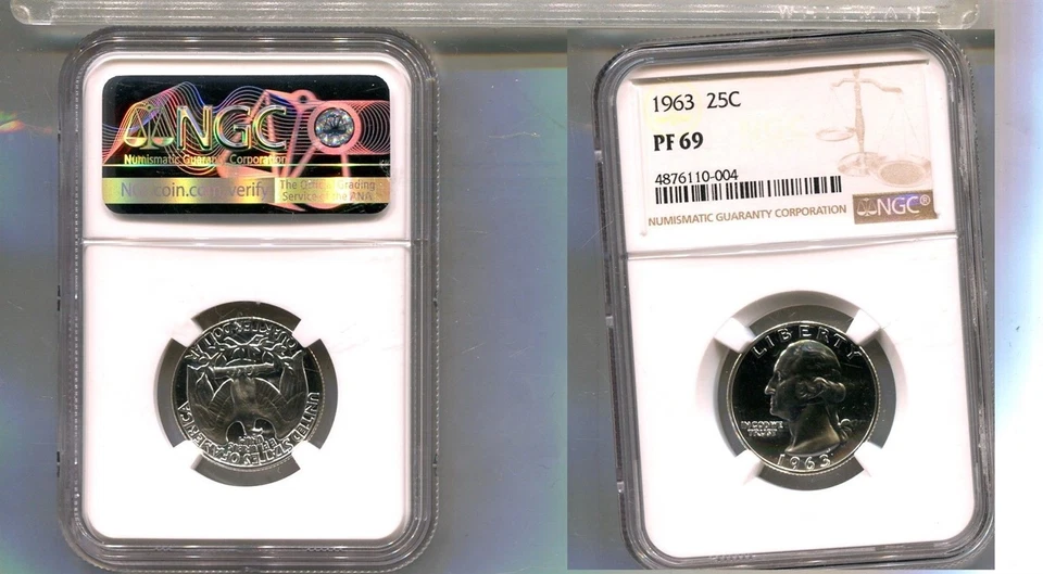 1963 WASHINGTON SILVER QUARTER COIN NGC PF69 5757T - Image 1 of 1