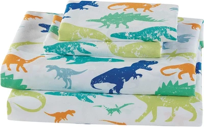 Juego de sábanas Mk Home 3 piezas tamaño doble para niños dinosaurios verde azul naranja blanco nuevo Foto 1 de 4