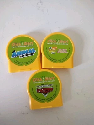 Leap Frog Click Start My First Computer 3 Games Cartridges Diego Art Studio Cars - Image 1 of 3