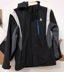 Reebok Removable Hood Zip Up Jacket Youth LG 14/16 Black - Picture 1 of 10
