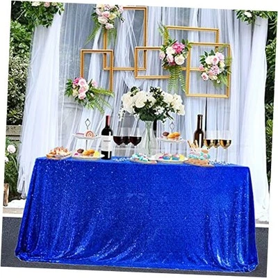  Tablecloth 90x132 Rectangle Sequin 90" x 132" (Rectangular) Royal Blue - Image 1 of 4
