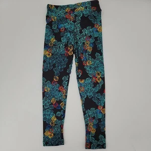 Lularoe Girls Leggings Black Blue Colorful Size S/M - Picture 1 of 5