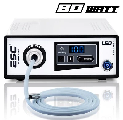 ESC MEDICAMS Medical Cold LED Light Source 80W for ENT Endoscopy Laparoscopy with Fiber Cable