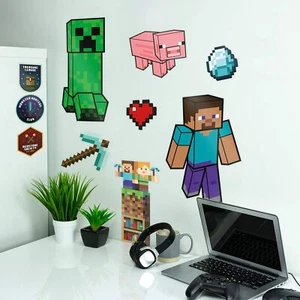 Paladone Minecraft Aufkleber, abnehmbare Vinyl Wandaufkleber, 4 Blatt - Bild 1 von 1