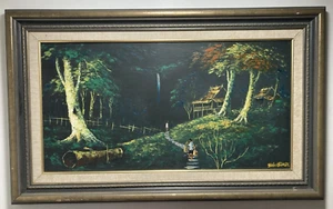 Vintage Original Ölgemälde - Impressionist Dark Forest Nocturne - signiert 1973 - Bild 1 von 8