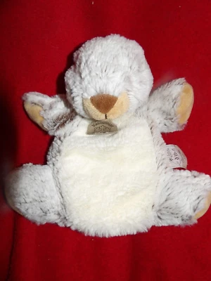 Doudou Marionnette Histoire d'Ours Castor Marmotte Gris Chiné Beige - Photo 1/2