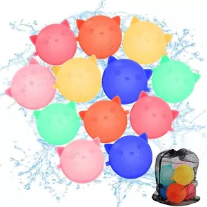 12 PCS Reusable Water Balloons Refillable Water Balloons For Kids Silicone Water - Picture 1 of 6