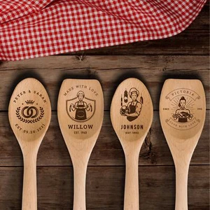 Personalised Wooden Utensils - Engraved Bowl - Imagen 1 de 9