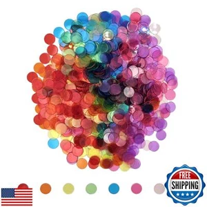 SUTIMSHE 1000 Pcs of 3/4 inch Transparent 8 Color Bingo Counting Chips Plasti - Picture 1 of 5