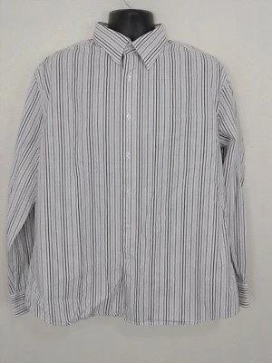 Men's Axist XL Cotton LS White Multicolor Stripes Modern Fit               L29 - Image 1 of 4