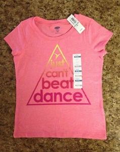NWT Girl's Old Navy Short Sleeve Shirt - Pink - Just Can't Beat Dance- Size XS 5 - Picture 1 of 4
