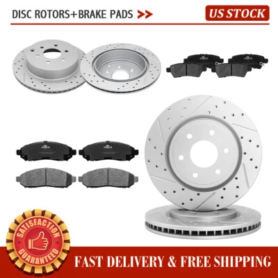 For 2005 - 2012 Nissan Pathfinder Front Rear Disc Rotors Ceramic Brake Pads Kit - Image 1 of 4