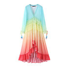 Women's Summer Bohemian Dress Printing Gradient Dress Rainbow Color Party Dress