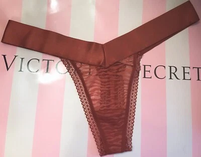 NWT VICTORIA'S SECRET RUST ZEBRA LACE SMOOTH WAISTBAND HIGH LEG THONG PANTIES  - Image 1 of 3