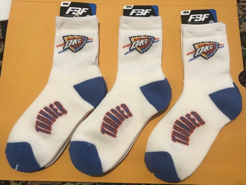 Lot of 3 pairs Oklahoma City Thunder NBA Men's Quarter Socks Brand New Free Ship Cover