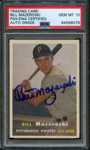 1957 Topps Bill Mazeroski #24 Rookie Card Signed/Auto PSA/DNA GEM MINT 10 167760 - Picture 1 of 2