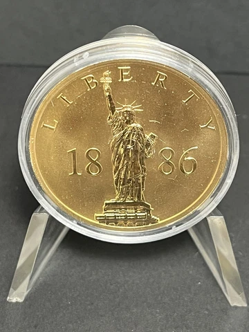 American Mint 24k Gold Layered Statue Of Liberty 1886 Commemorative Coin Cover