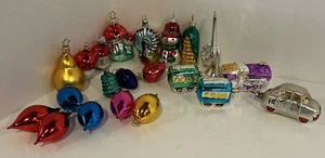 Big Lot Of 21 Random Mercury Glass? Christmas Ornaments Mushrooms Fruits Veggies - Picture 1 of 6