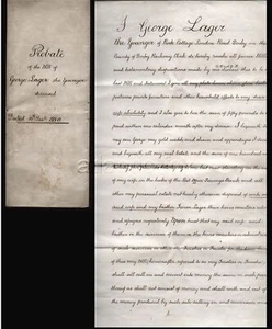 1880 DERBY, WILL TESTAMENT, GEORGE LAGER, RAILWAY CLERK, PARK COTTAGE, LONDON RD - Picture 1 of 1