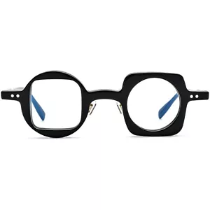 Gafas de acetato medio redondas medio cuadradas unisex marco geométrico duro lentes estrechas - Imagen 1 de 27