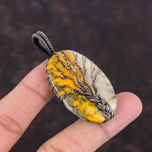 Gift For Women Wire Wrapped Tree Of Life Pendant Copper Bumble Bee Jasper 2.52" - Picture 1 of 6