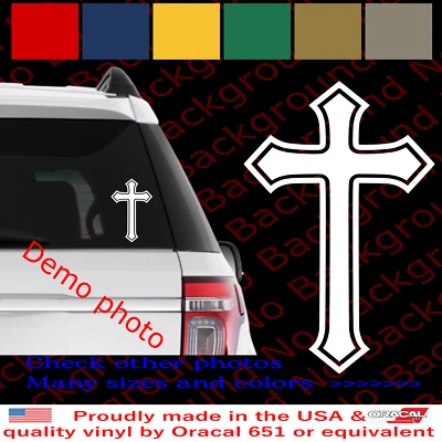 Cross Christian Vinyl Die Cut Decal Sticker God Jesus Christ Church Holy JS021D - Image 1 of 4