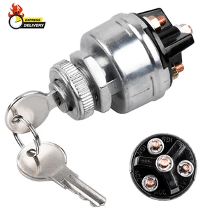 Ignition Switch with Key, 4 Position Universal Key Switch, Starter Switch 12V F - Picture 1 of 12