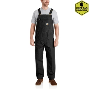 Carhartt Men's Relaxed Fit Duck Unlined Bib Overall Size 28x32 Black - Picture 1 of 8